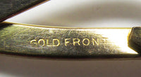 Vintage Retro 1920s Minimalist Gold Engraved Floral Ribbon Bow Pin - Thumbnail