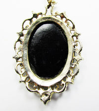 Charming 1950s Vintage Mid-Century Cameo and Diamante Pendant - Back - Thumbnail