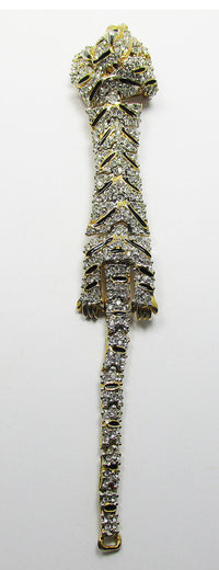 Vintage 1950s Magnificent Rhinestone and Enamel Shoulder Pin - Thumbnail