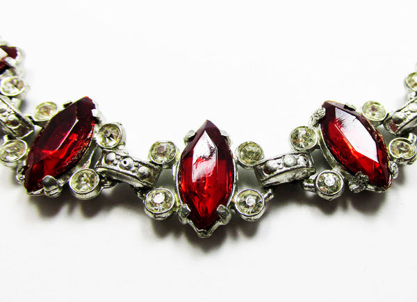 Antique 1910s Exceptional Early Century Diamante Pot Metal Bracelet - Close Up