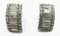 Distinctive Vintage 1950s Mid-Century Geometric Diamante Earrings - Front - Thumbnail