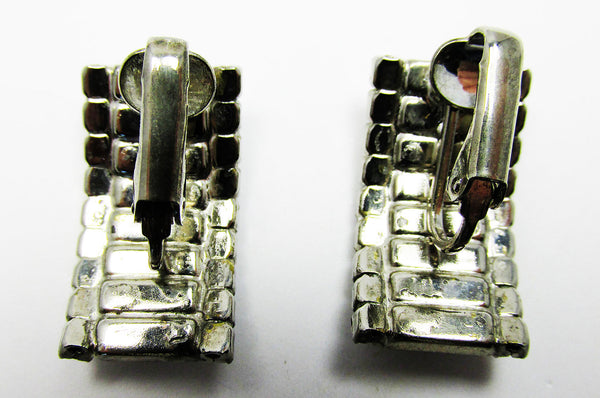 Distinctive Vintage 1950s Mid-Century Geometric Diamante Earrings - Back