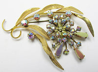 West Germany Vintage 1950s Distinctive Iridescent Floral Bouquet Pin - Thumbnail