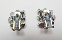 Hollycraft Vintage 1950s Stunning Floral Rhinestone Button Earrings - Thumbnail