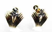 Loran Sim Co. Vintage 1940s Dainty Gold Filled Diamante Earrings - Front - Thumbnail