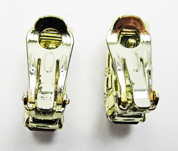 11 W 30 St Vintage Mid-Century Amethyst Diamante Half Hoop Earrings