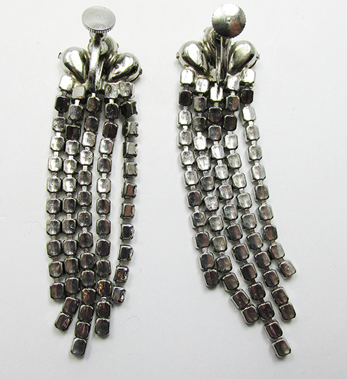 Vintage Sophisticated 1950s Mid Century Rhinestone Drop Earrings