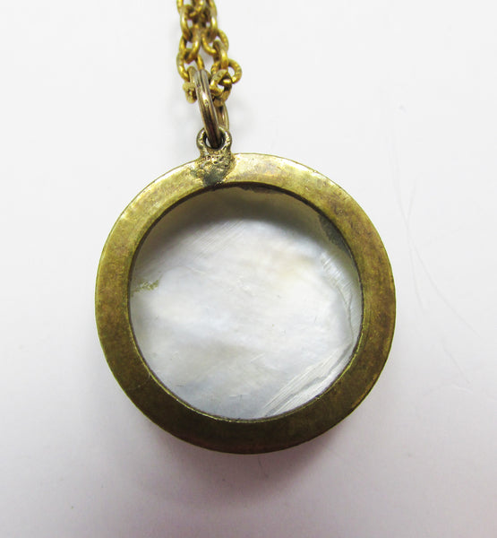 Vintage 1940s Striking Mother of Pearl Cameo Necklace