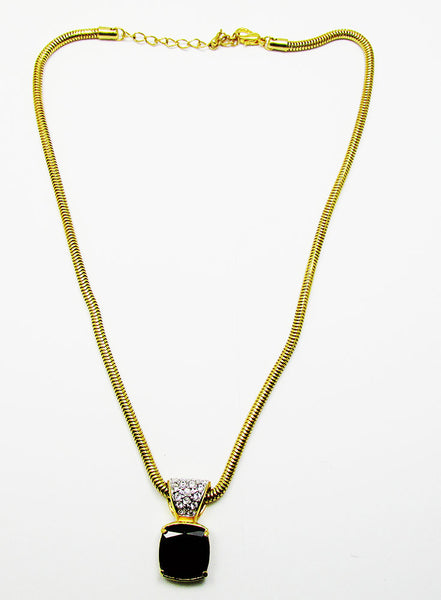 1980s Vintage Geometric Contemporary Style Sparkling Diamante Pendant - Front