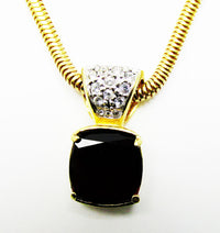 1980s Vintage Geometric Contemporary Style Sparkling Diamante Pendant - Close Up - Thumbnail