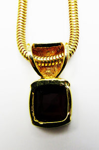 1980s Vintage Geometric Contemporary Style Sparkling Diamante Pendant - Back - Thumbnail