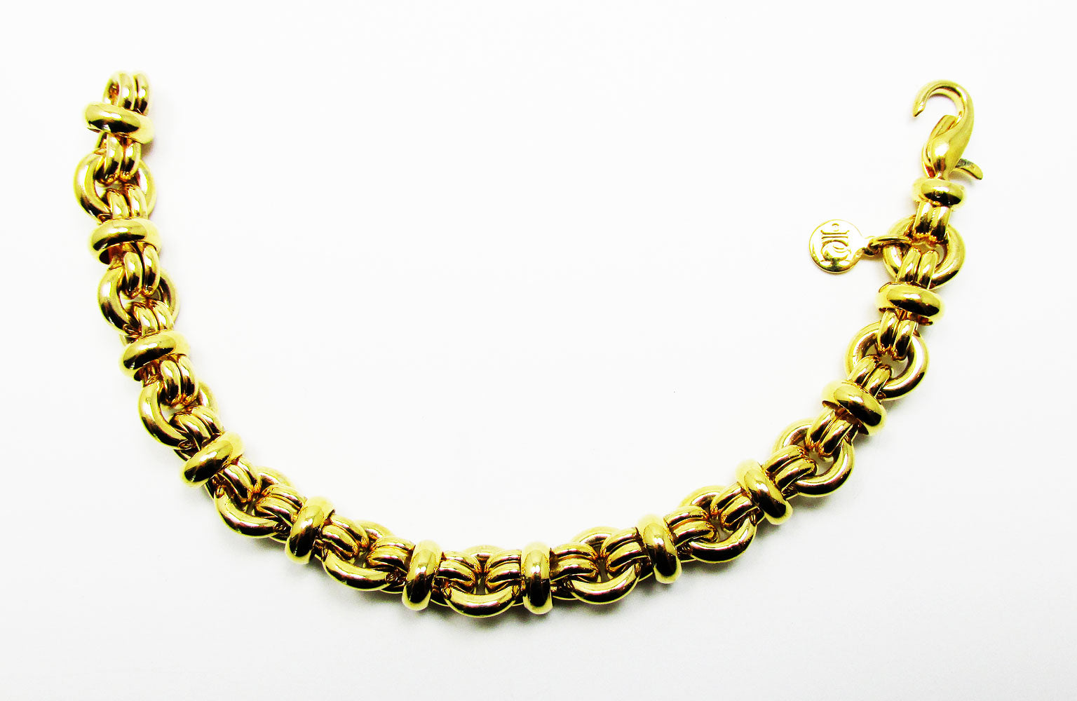 Pilar Crespi Vintage 1980s Gold Contemporary Style Link Bracelet - Front