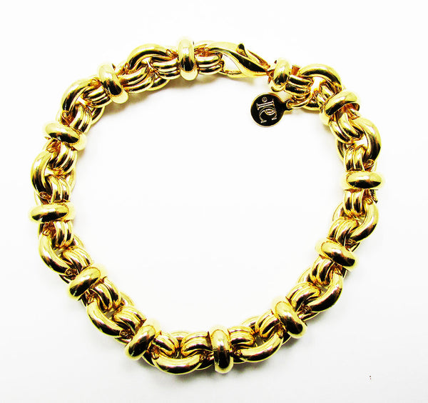 Pilar Crespi Vintage 1980s Gold Contemporary Style Link Bracelet - Front