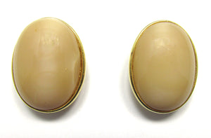 Vintage 1970s Minimalistic Contemporary Style Oval Cabochon Earrings - Front