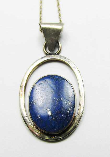Vintage 1990s Eye-Catching Contemporary Style Lapis Sterling Pendant