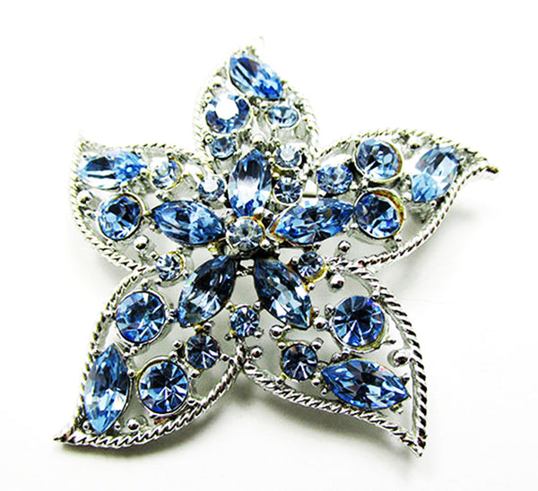 1960s Sarah Coventry Star Fire Collection Sapphire Blue Silver Pin - Front