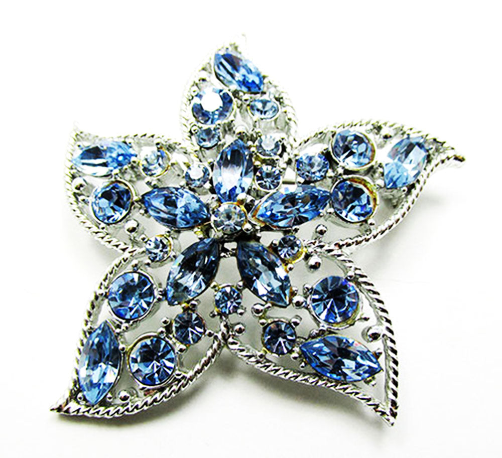1960s Sarah Coventry Star Fire Collection Sapphire Blue Silver Pin
