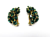 Weiss 1950s Vintage Beautiful Emerald Diamante Pin and Earrings - Earrings - Thumbnail