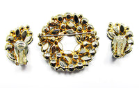 Weiss 1950s Vintage Beautiful Emerald Diamante Pin and Earrings - Back - Thumbnail