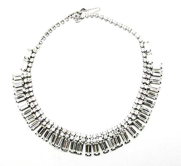 Vintage 1950s Jewelry Sophisticated Diamante Necklace and Bracelet Set - Necklace