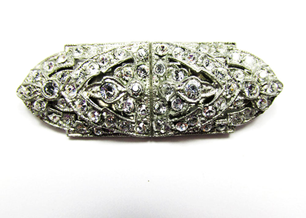 1930s Vintage Costume Jewelry Distinctive Art Deco Diamante Duette