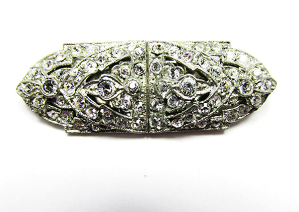 1930s Vintage Costume Jewelry Distinctive Art Deco Diamante Duette