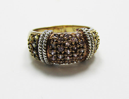 Vintage 1970s Unique Contemporary Style Vermeil Sterling Fashion Ring