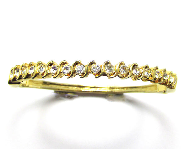 1970s Vintage Sparkling Eye-Catching Diamante Bangle Style Bracelet - Front
