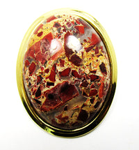 Vintage 1960s Striking Natural Gemstone Pin and Earrings Set - Pin - Thumbnail