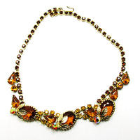 Vintage 1950s Citrine and Topaz Rhinestone Three-Piece Gold-Toned Set