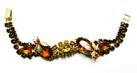 Vintage 1950s Citrine and Topaz Rhinestone Three-Piece Gold-Toned Set