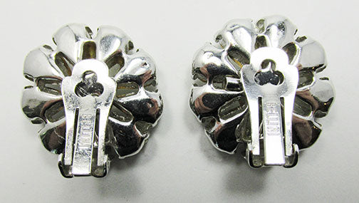 Bellini Vintage Glamorous Retro Floral Rhinestone Button Earrings