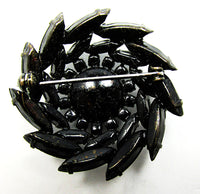 Dramatic Vintage 1950s Black Rhinestone Catherine Wheel Pin