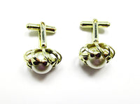 Vintage 1960s Men's Jewelry Mid-Century Pearl Cabochon Cufflinks - Side - Thumbnail