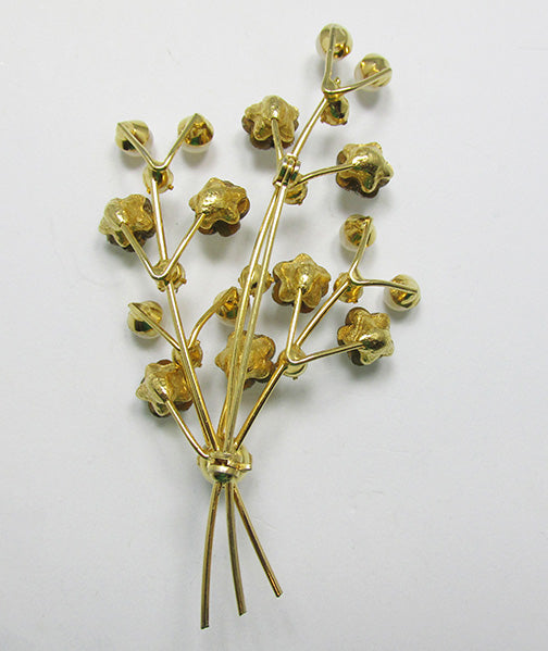 Vintage 1950s Delicate Rhinestone and Pearl Floral Spray Pin