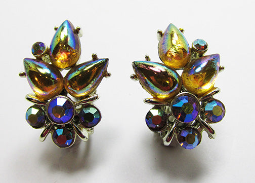 Star Vintage Mid-Century Eye-Catching Dainty Floral Button Earrings