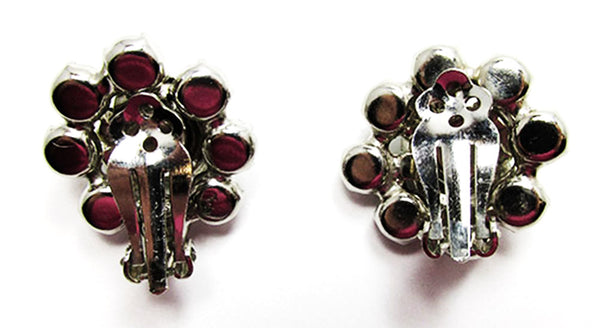 Weiss 1950s Vintage Jewelry Mid-Century Diamante Pin and Earrings - Earring Backs