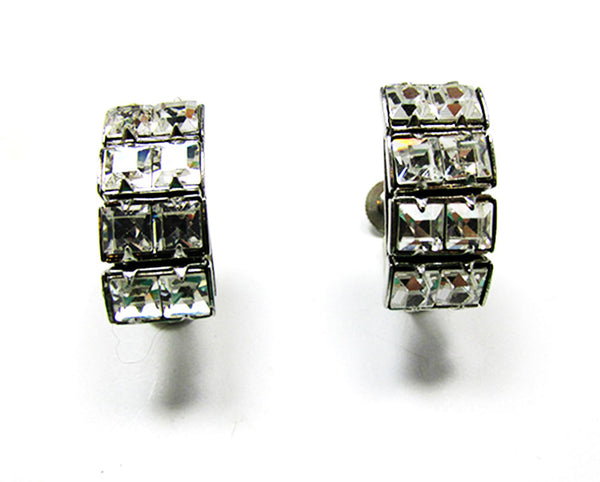 Vintage 1930s Diamante Art Deco Necklace, Bracelet, and Earrings - Earrings
