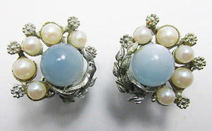 Coro Vintage 1950s Mid-Century Distinctive Floral Button Earrings