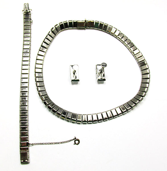 Vintage 1930s Diamante Art Deco Necklace, Bracelet, and Earrings - Back