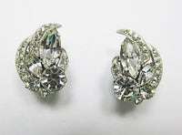 Eisenberg Vintage 1950s Exquisite Rhinestone Floral Earrings - Thumbnail