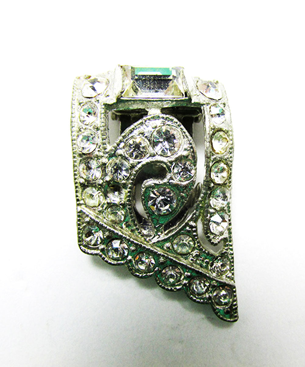 Vintage 1930s Costume Jewelry Delicate Art Deco Geometric Dress Clip - Front