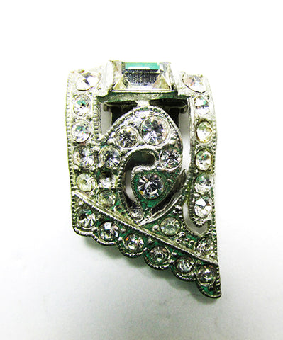 Vintage 1930s Costume Jewelry Delicate Art Deco Geometric Dress Clip - Front
