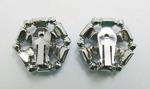 Stunning Vintage 1950s Mid-Century Sapphire Geometric Button Earrings