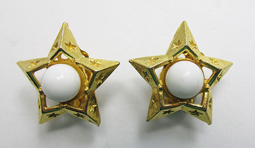 Garne Vintage 1950s Pretty Star Shaped Button Earrings