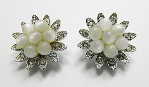 Lisner Vintage Mid Century Outstanding Floral Button Earrings