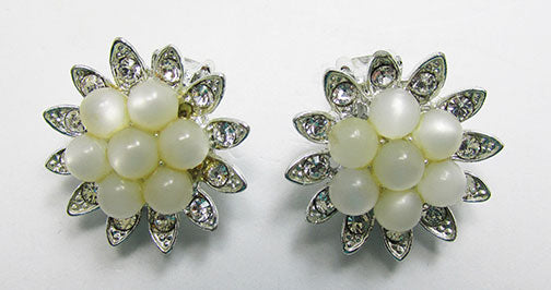 Lisner Vintage Mid Century Outstanding Floral Button Earrings