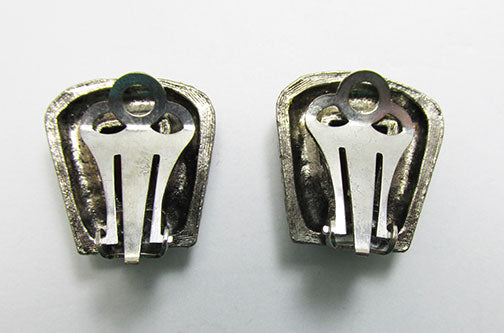 Vintage Mid Century Etched Geometric Button Earrings