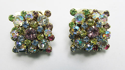 Vintage Mid Century Fabulous Multi-Colored Geometric Earrings