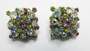 Vintage Mid Century Fabulous Multi-Colored Geometric Earrings